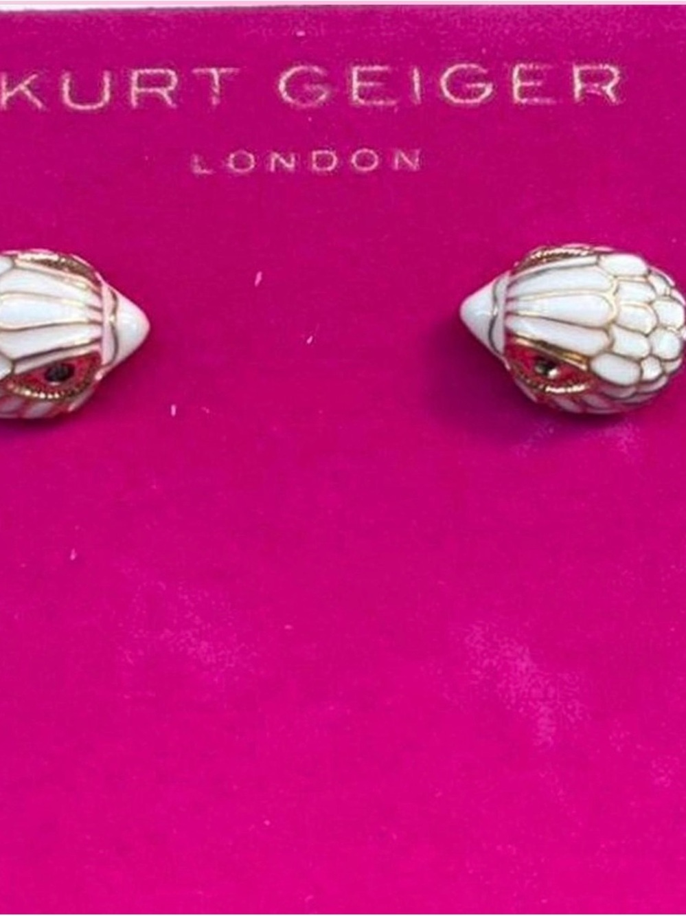 NWT Kurt Geiger White and Gold Shell Stud Earrings